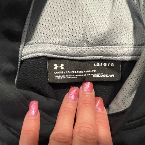 Under Armour Hoodie Sweatshirt Coldgear Boys Youth Large Black & Gray - Picture 2 of 3